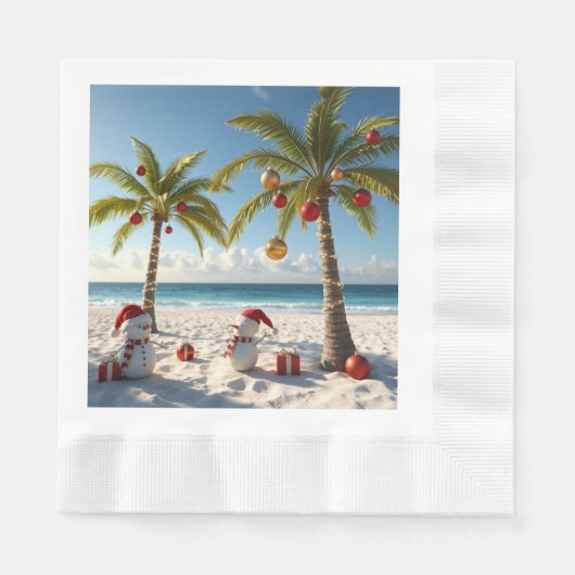 Serviette En Papier Palm Tree Tropical Beach Christmas Paper Napkin (Devant)