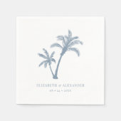 Serviette En Papier Palm Tree Tropical Beach Dusty Blue Mariage (Devant)
