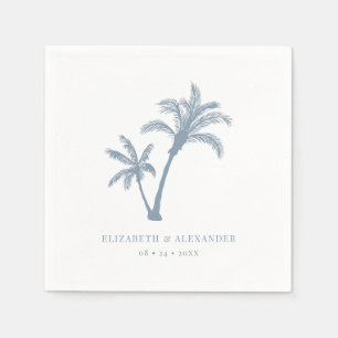 Serviette En Papier Palm Tree Tropical Beach Dusty Blue Mariage