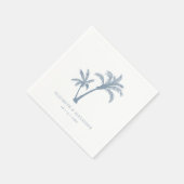 Serviette En Papier Palm Tree Tropical Beach Dusty Blue Mariage (Coin)