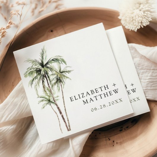 Serviette En Papier Palm Tree Tropical | Mariage minimal