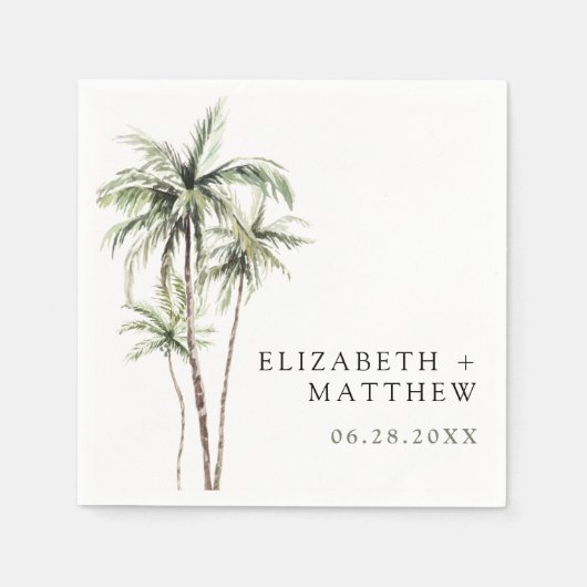 Serviette En Papier Palm Tree Tropical | Mariage minimal (Devant)