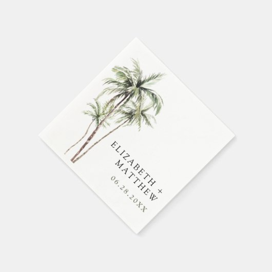Serviette En Papier Palm Tree Tropical | Mariage minimal (Coin)