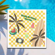 Palm Trees Surf À damiers Fête d'été