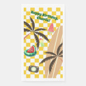 Serviette En Papier Palm Trees Surf À damiers Fête d'été (Devant)