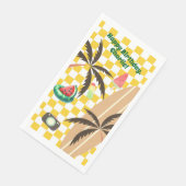 Serviette En Papier Palm Trees Surf À damiers Fête d'été (Coin)