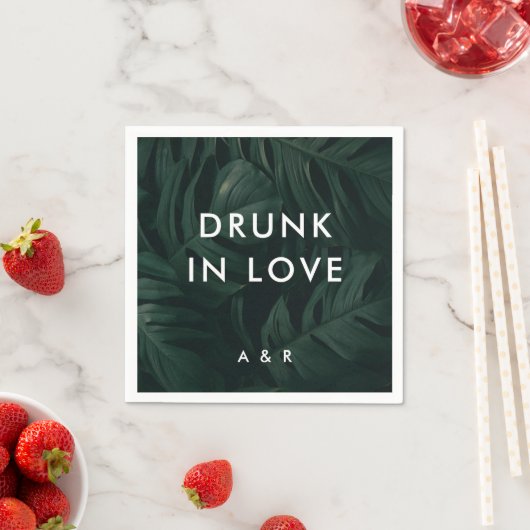 Serviette En Papier Palm Tropical Destination Mariage Drunk In Love (En situation)
