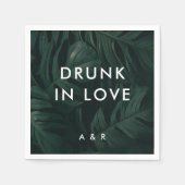 Serviette En Papier Palm Tropical Destination Mariage Drunk In Love (Devant)