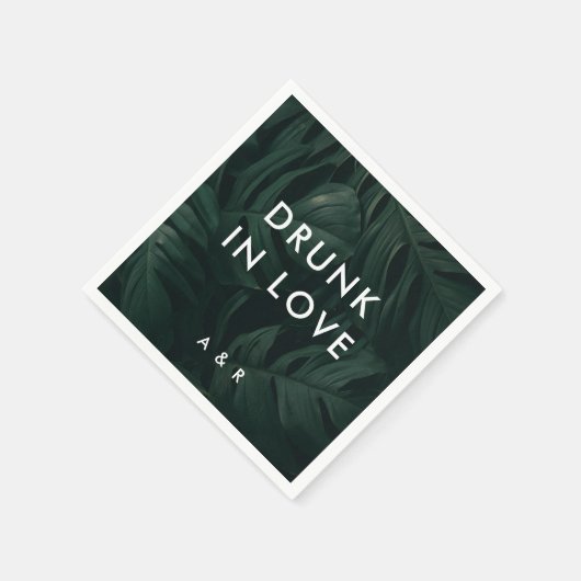 Serviette En Papier Palm Tropical Destination Mariage Drunk In Love (Coin)