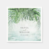 Serviette En Papier Palm Tropical Feuille Aquarelle Mariage vert (Devant)