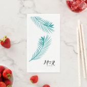 Serviette En Papier Palm Tropical Leaf Leaf Logo de Mariage (En situation)