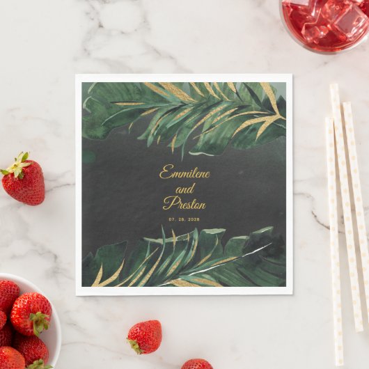 Serviette En Papier Palm Tropical Mariage 6 pouces Carré Napkins (En situation)