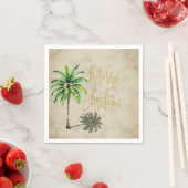 Serviette En Papier Palme de Noël Elegant Gold Joyeux (En situation)