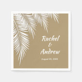 Serviette En Papier Palmier blanc sur les serviettes Gold Party (Devant)