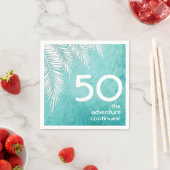 Serviette En Papier Palmier blanc sur Océan Turquoise Bleu Anniversair (En situation)