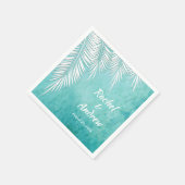 Serviette En Papier Palmier blanc sur serviettes Ocean Turquoise Blue  (Coin)