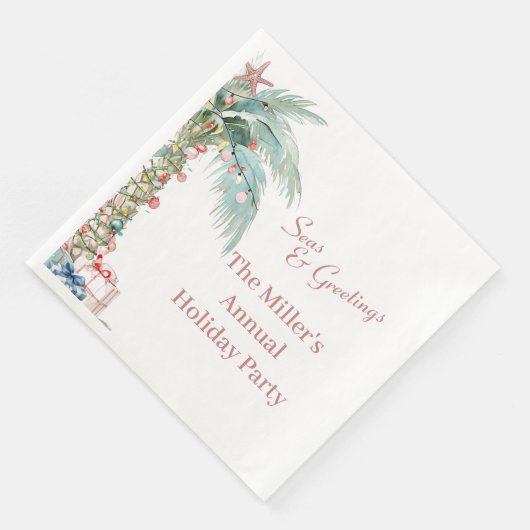 Serviette En Papier Palmier de Noël côtier (Coin)