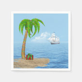 Serviette En Papier Palmier de Noël et bateau (Devant)