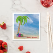 Serviette En Papier palmier de Noël tropical sur la plage (En situation)