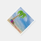 Serviette En Papier palmier de Noël tropical sur la plage (Coin)