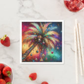 Serviette En Papier Palmier de Noël Whimsical Tropical Beach Vivid (En situation)