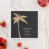 Serviette En Papier Palmier de Parties scintillant d'or en verre noir (En situation)