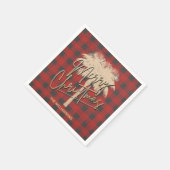 Serviette En Papier Palmier d'or Buffle rouge Plaid Noël (Coin)