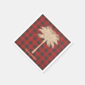 Serviette En Papier Palmier d'or Rouge Buffle Plaid (Coin)