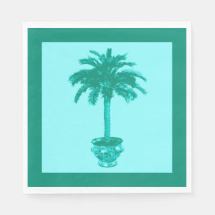 Serviette En Papier Palmier en pot en turquoise et aqua