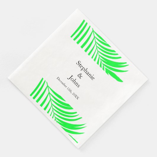 Serviette En Papier Palmier Feuille verte Feuilles mariage élégant (Coin)