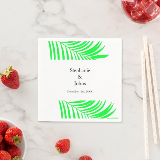 Serviette En Papier Palmier Feuille verte Feuilles mariage élégant (En situation)