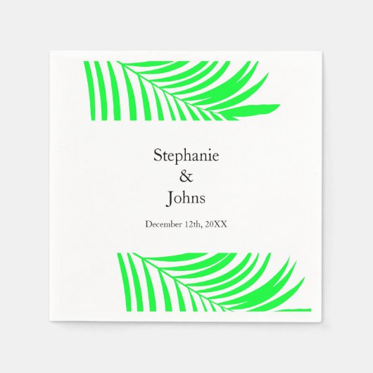 Serviette En Papier Palmier Feuille verte Feuilles mariage élégant (Devant)