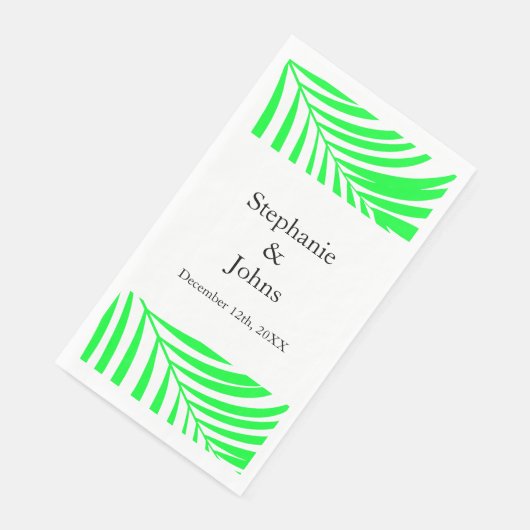 Serviette En Papier Palmier Feuille verte Feuilles mariage élégant (Coin)