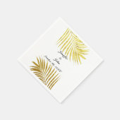 Serviette En Papier Palmier Foliage or Feuille Mariage blanc (Coin)