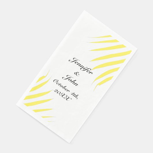 Serviette En Papier Palmier Folithe Citron Jaune Feuille Mariages (Coin)