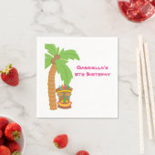 Serviette En Papier Palmier Luau Avec Tiki Napkin (En situation)