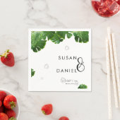 Serviette En Papier Palmier luxuriant sauvage Feuilles & Mariage moder (En situation)