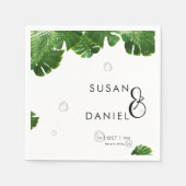 Serviette En Papier Palmier luxuriant sauvage Feuilles & Mariage moder (Devant)