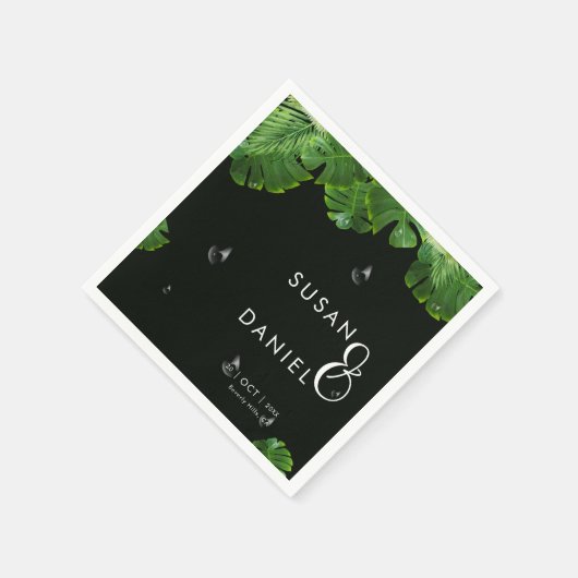 Serviette En Papier Palmier luxuriant sauvage Feuilles & Mariage moder (Coin)