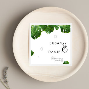 Serviette En Papier Palmier luxuriant sauvage Feuilles & Mariage moder