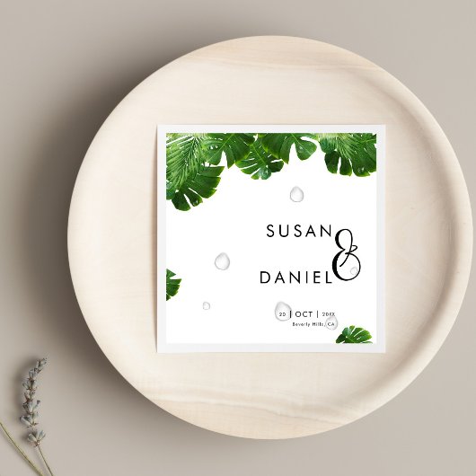 Serviette En Papier Palmier luxuriant sauvage Feuilles & Mariage moder