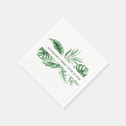 Serviette En Papier Palmier Mariage Monogram Napkins (Coin)