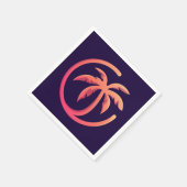 Serviette En Papier Palmier orange rose chaud moisi sur violet (Coin)