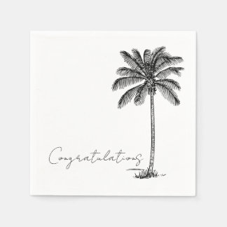 Serviette En Papier Palmier Plage Tropicale Félicitations Minimalistes