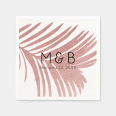 Serviette En Papier Palmier rose or rose Feuille Tropical (Devant)