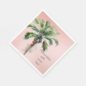 Serviette En Papier Palmier rose pâle Personnalisé (Coin)