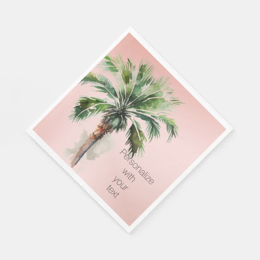 Serviette En Papier Palmier rose pâle Personnalisé (Coin)
