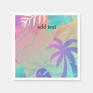 Serviette En Papier palmier tropical fluorescent Extraordinaire