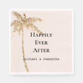 Serviette En Papier Palmier Tropical Parties scintillant Or (Devant)