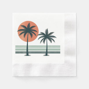 Serviette En Papier Palmier tropical rétro/vintage